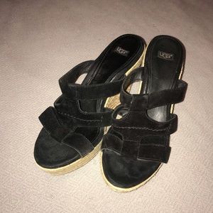 Black suede Ugg wedge espadrilles!
